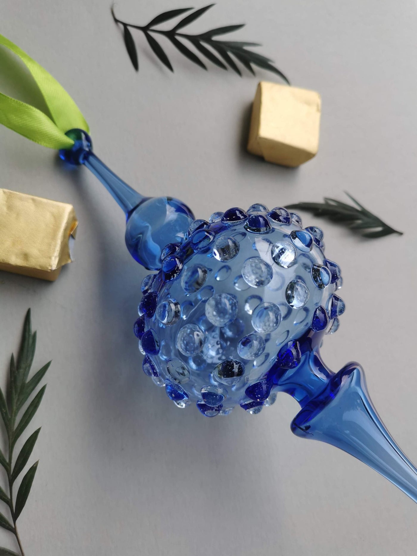 Handblown Glass Ornament - Lumina with Moroccon Blue