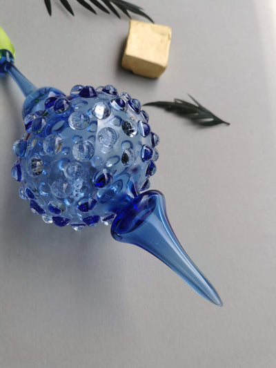 Handblown Glass Ornament - Lumina with Moroccon Blue