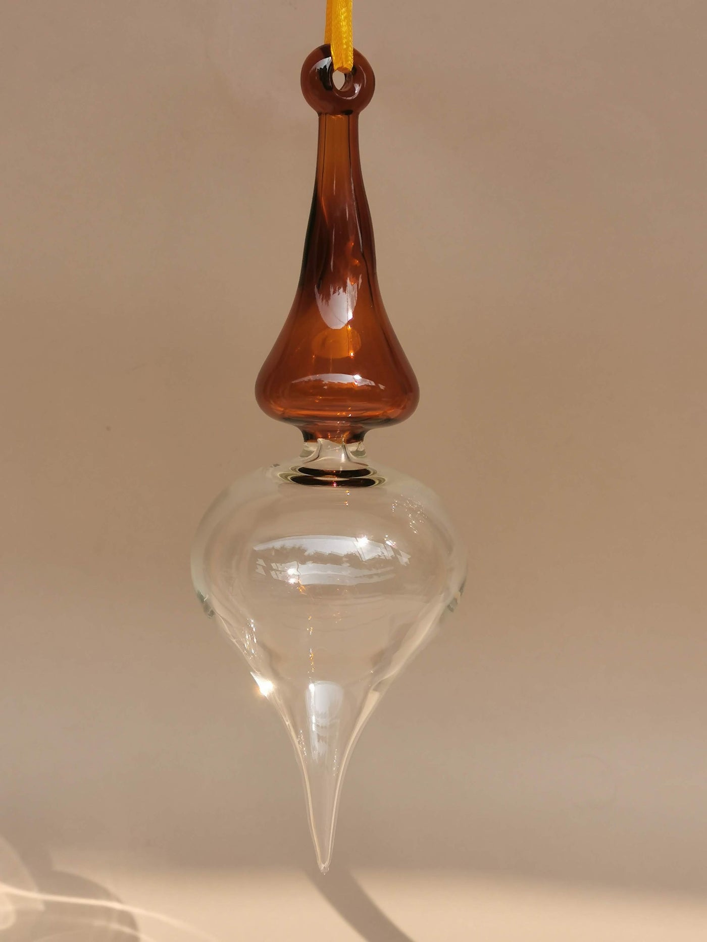 Handblown Glass Ornament - Splendour Jewel Series Amber