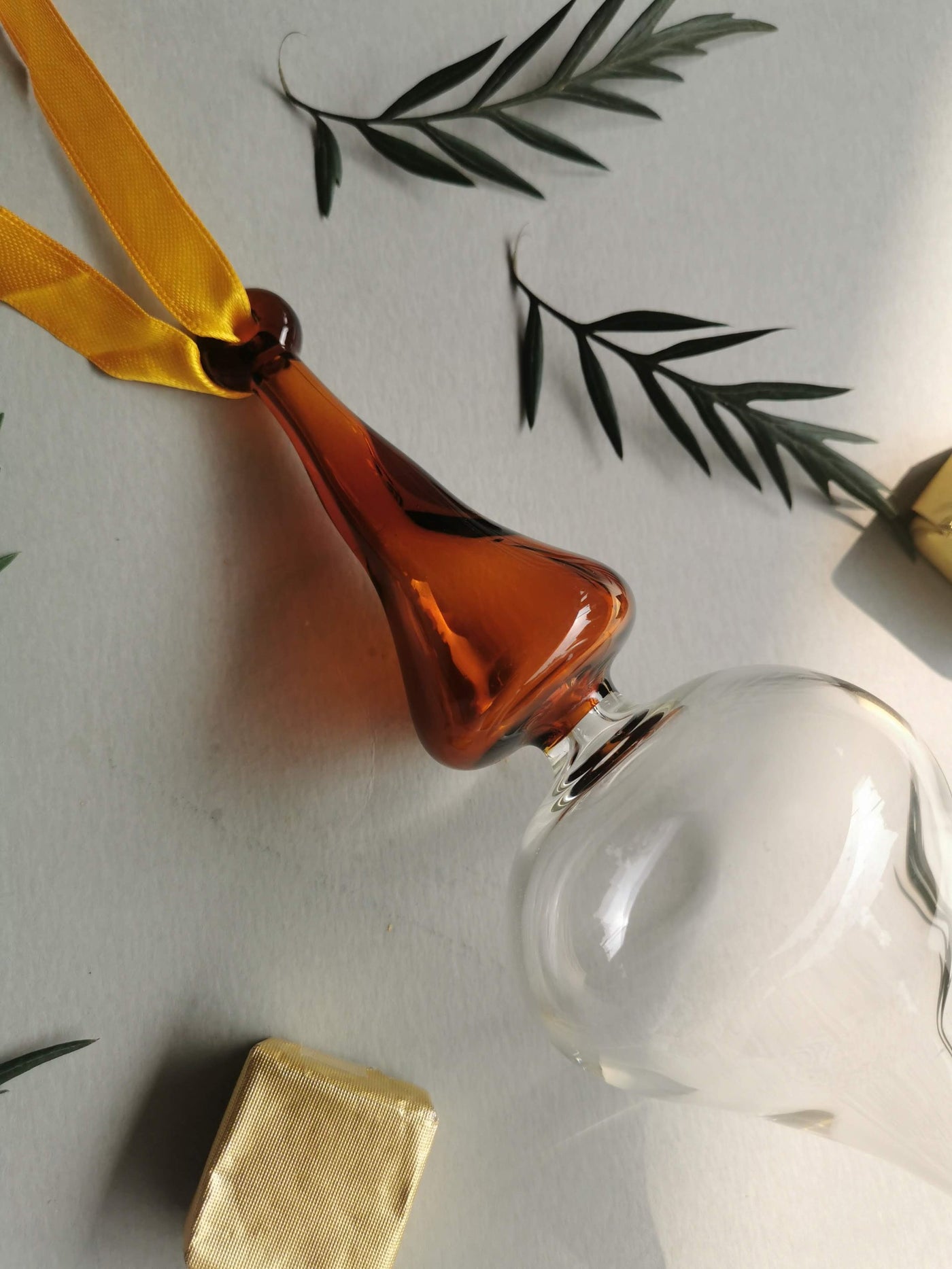 Handblown Glass Ornament - Splendour Jewel Series Amber