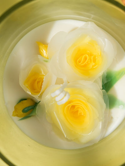 Handcrafted beewax Yellow Roses Candle