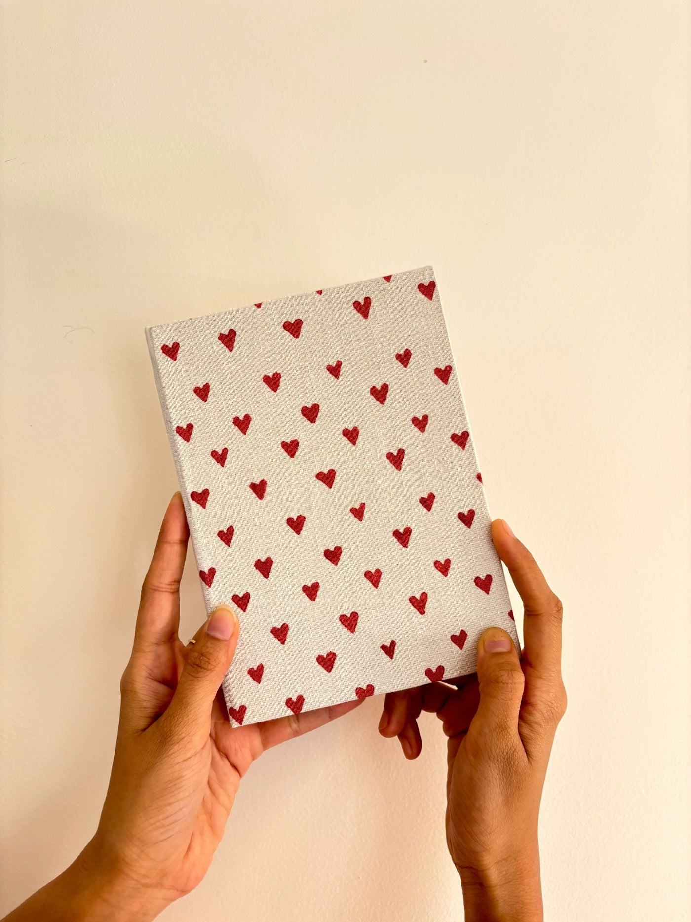 Handcrafted Red Hearts on White A5 Journal Diary