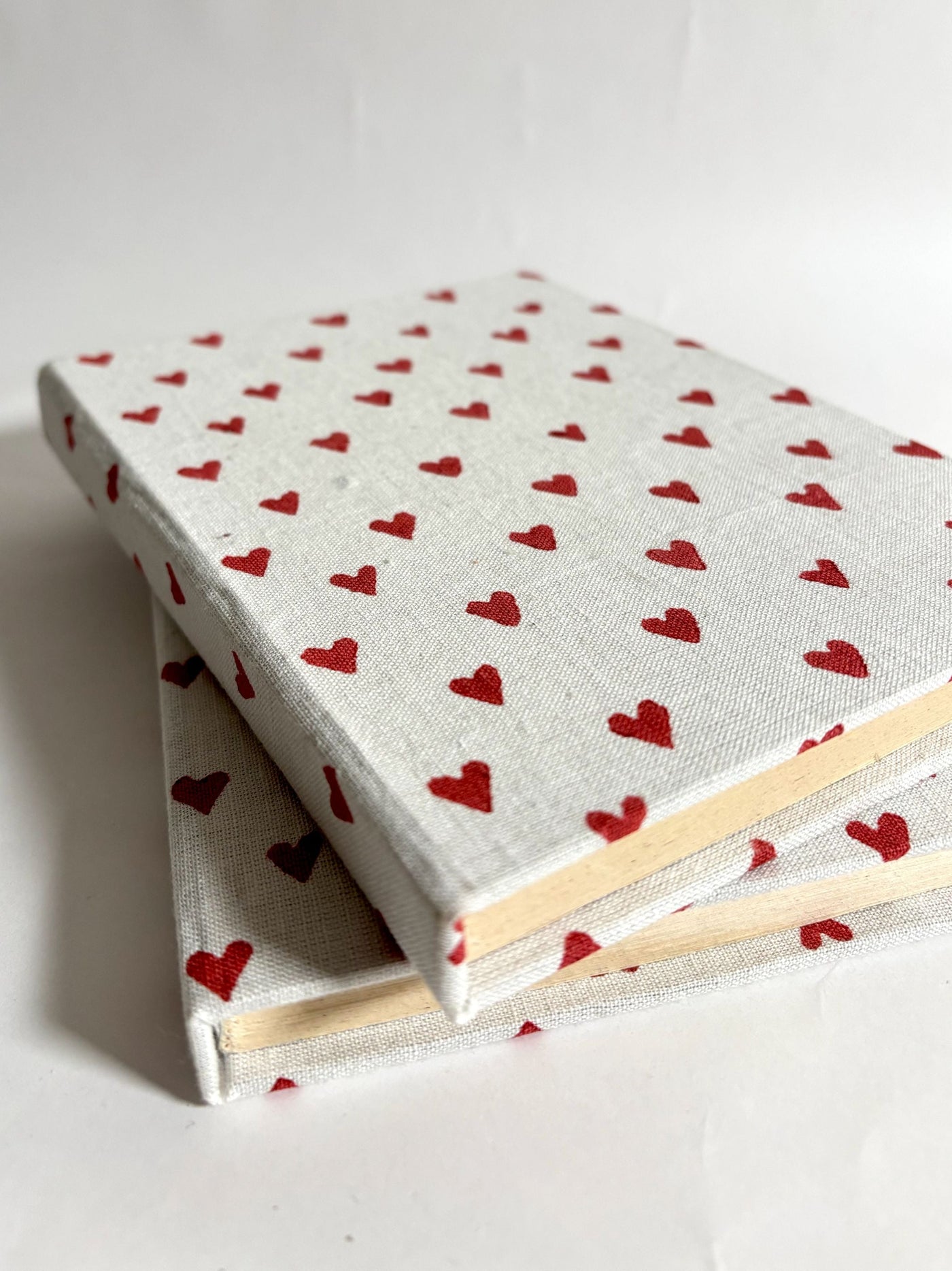 Handcrafted Red Hearts on White A5 Journal Diary