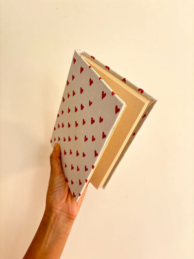 Handcrafted Red Hearts on White A5 Journal Diary