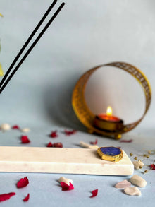 Gayatri Mantra Agarbatti Stand - Handmade Marble & Agate