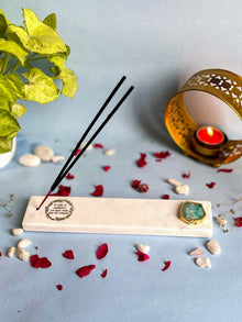 Gayatri Mantra Agarbatti Stand - Handmade Marble & Agate