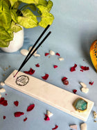 Gayatri Mantra Agarbatti Stand - Handmade Marble & Agate