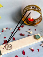 Gayatri Mantra Agarbatti Stand - Handmade Marble & Agate