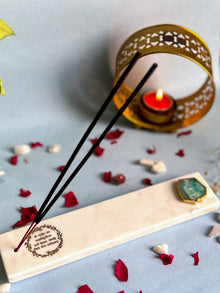 Gayatri Mantra Agarbatti Stand - Handmade Marble & Agate