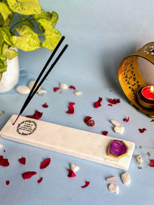 Gayatri Mantra Agarbatti Stand - Handmade Marble & Agate