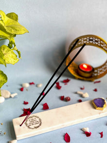 Gayatri Mantra Agarbatti Stand - Handmade Marble & Agate