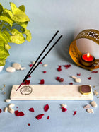 Gayatri Mantra Agarbatti Stand - Handmade Marble & Agate