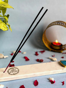 Gayatri Mantra Agarbatti Stand - Handmade Marble & Agate