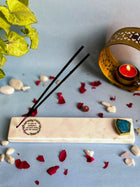 Gayatri Mantra Agarbatti Stand - Handmade Marble & Agate