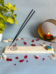 Gayatri Mantra Agarbatti Stand - Handmade Marble & Agate