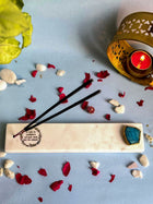 Gayatri Mantra Agarbatti Stand - Handmade Marble & Agate