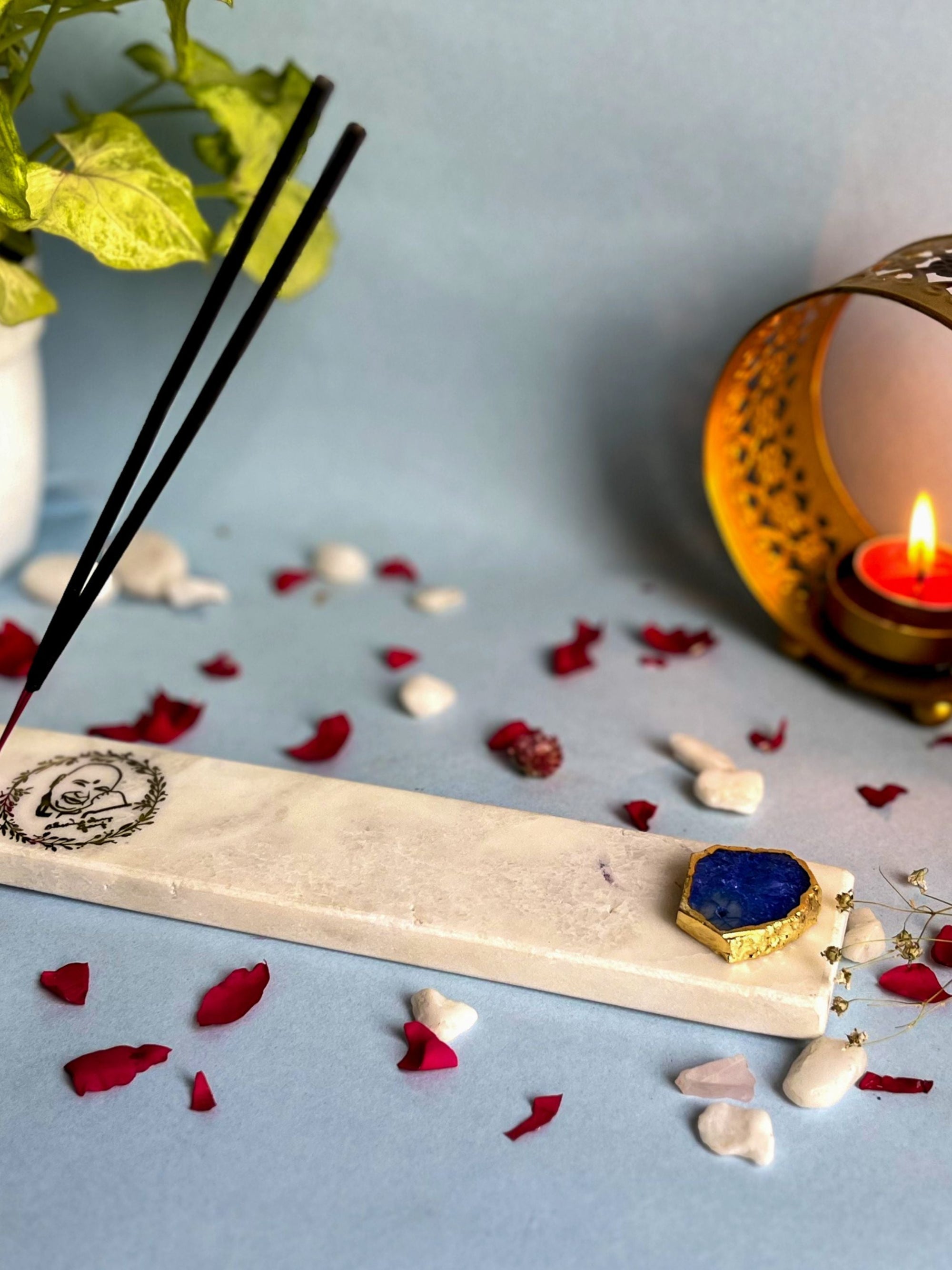 Guru Ji Agarbatti Stand - Handmade Marble & Agate