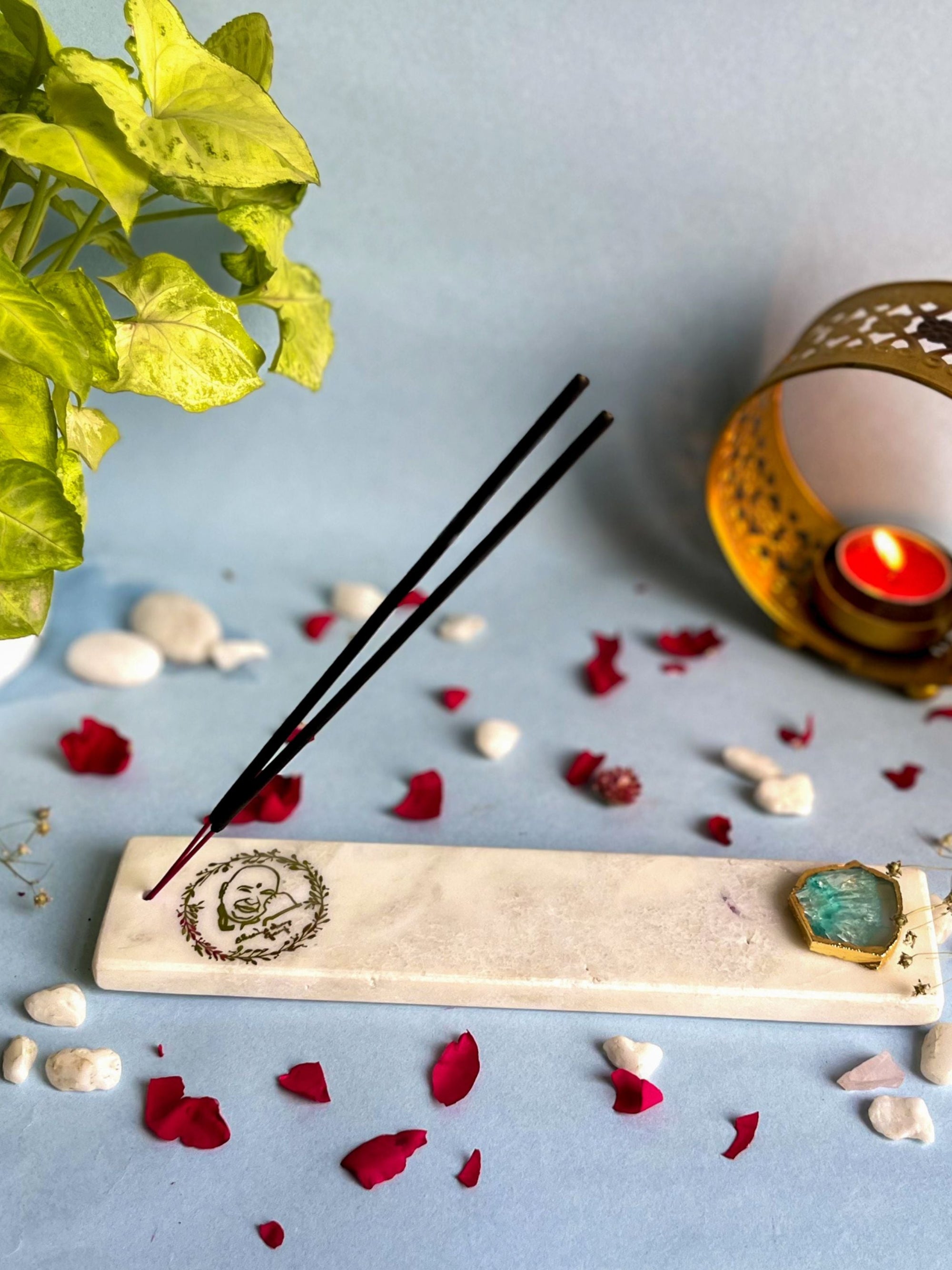Guru Ji Agarbatti Stand - Handmade Marble & Agate