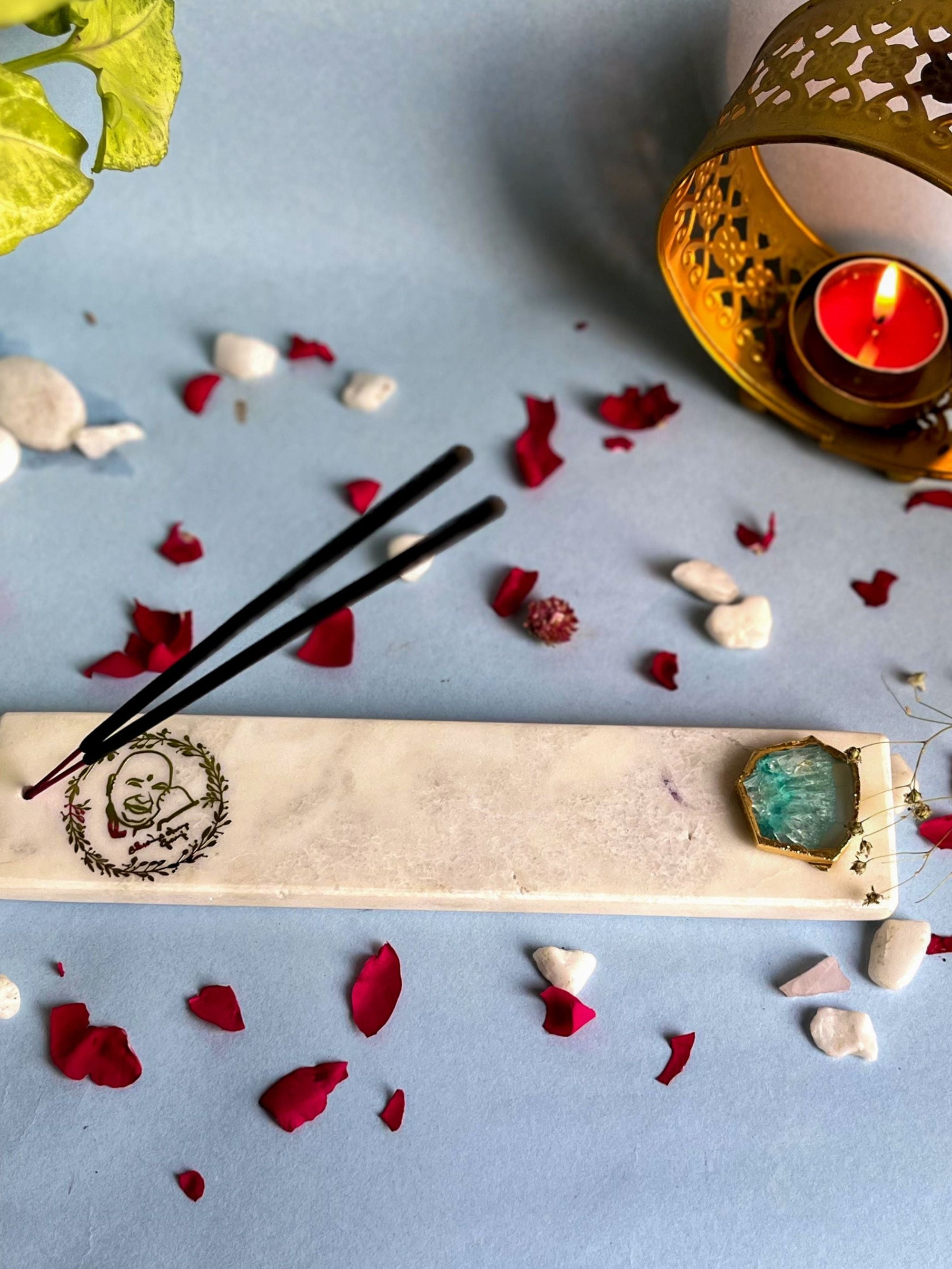 Guru Ji Agarbatti Stand - Handmade Marble & Agate
