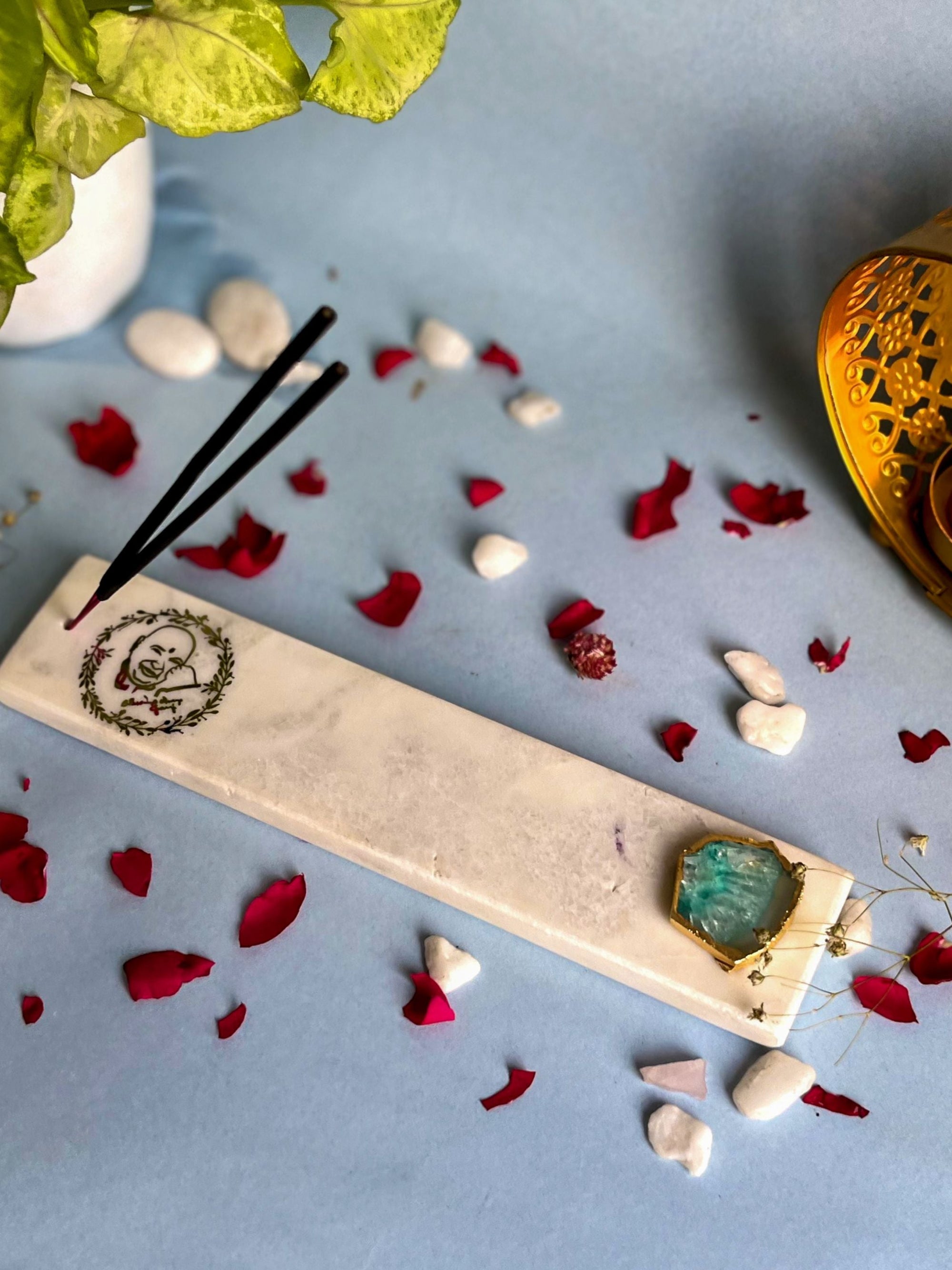 Guru Ji Agarbatti Stand - Handmade Marble & Agate