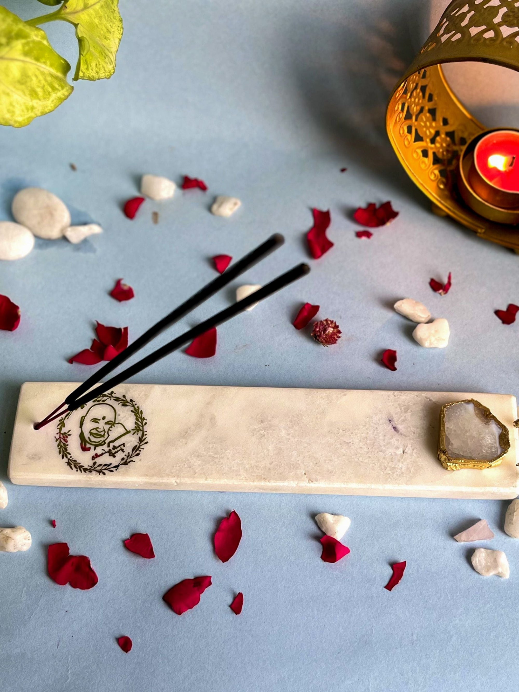 Guru Ji Agarbatti Stand - Handmade Marble & Agate