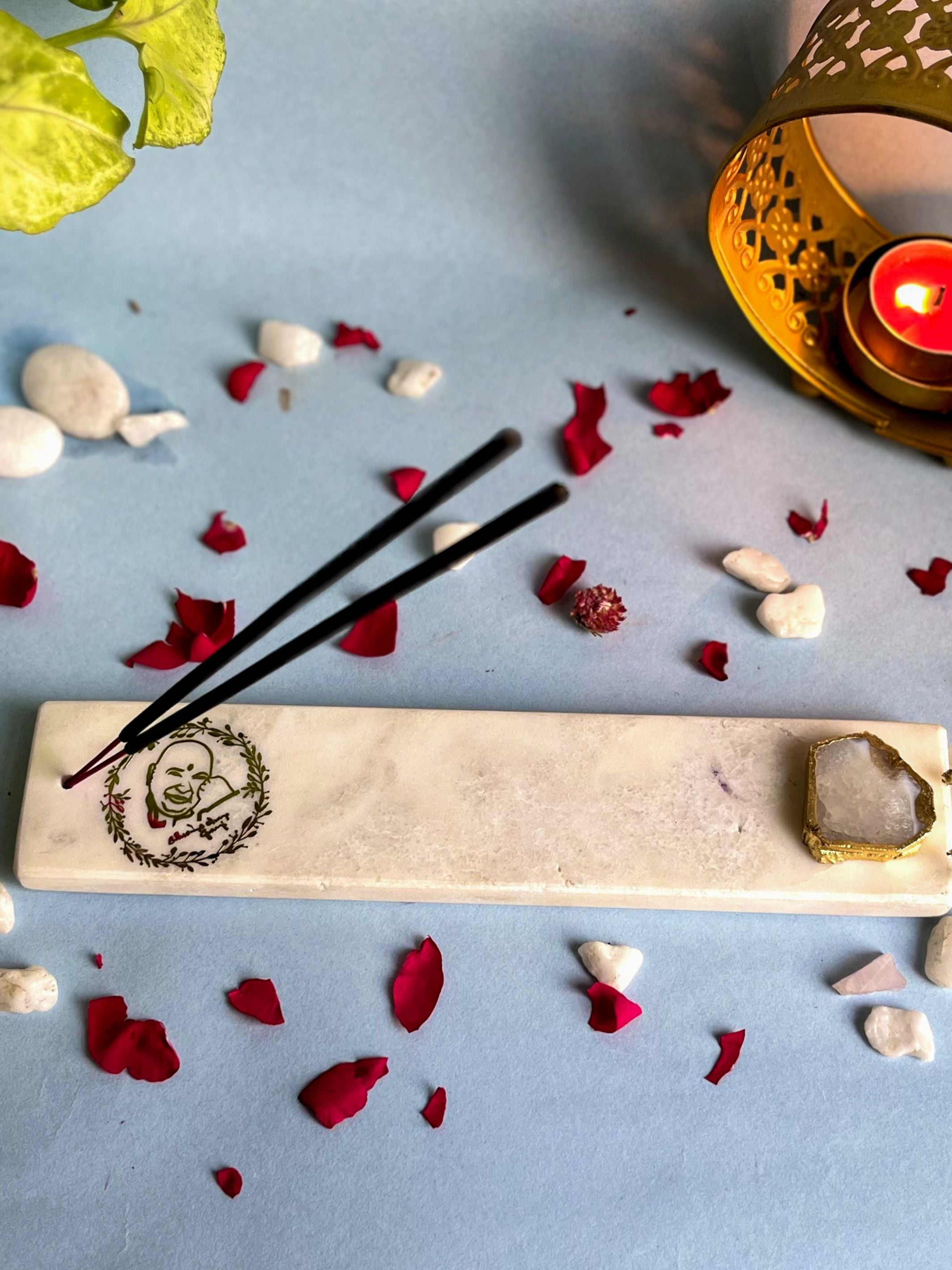 Guru Ji Agarbatti Stand - Handmade Marble & Agate