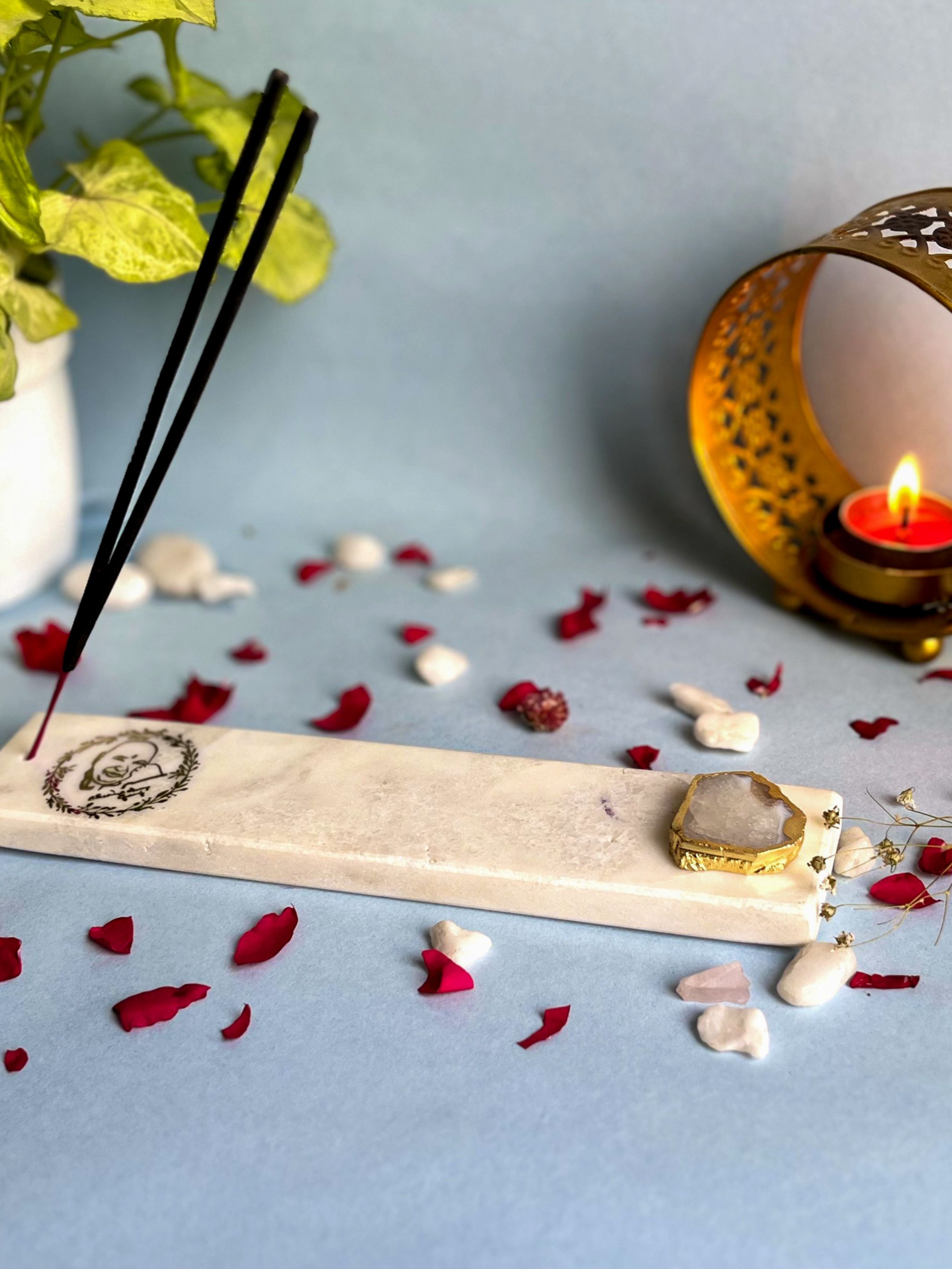 Guru Ji Agarbatti Stand - Handmade Marble & Agate