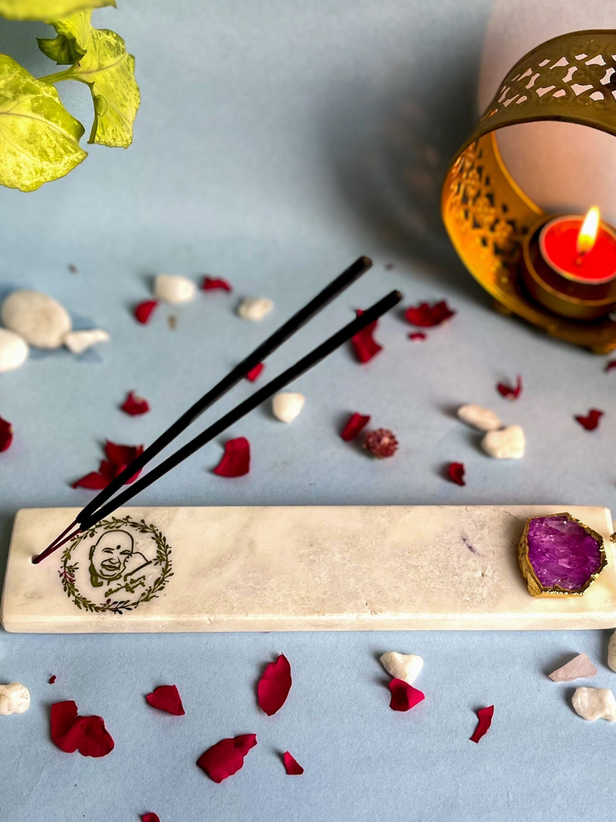 Guru Ji Agarbatti Stand - Handmade Marble & Agate