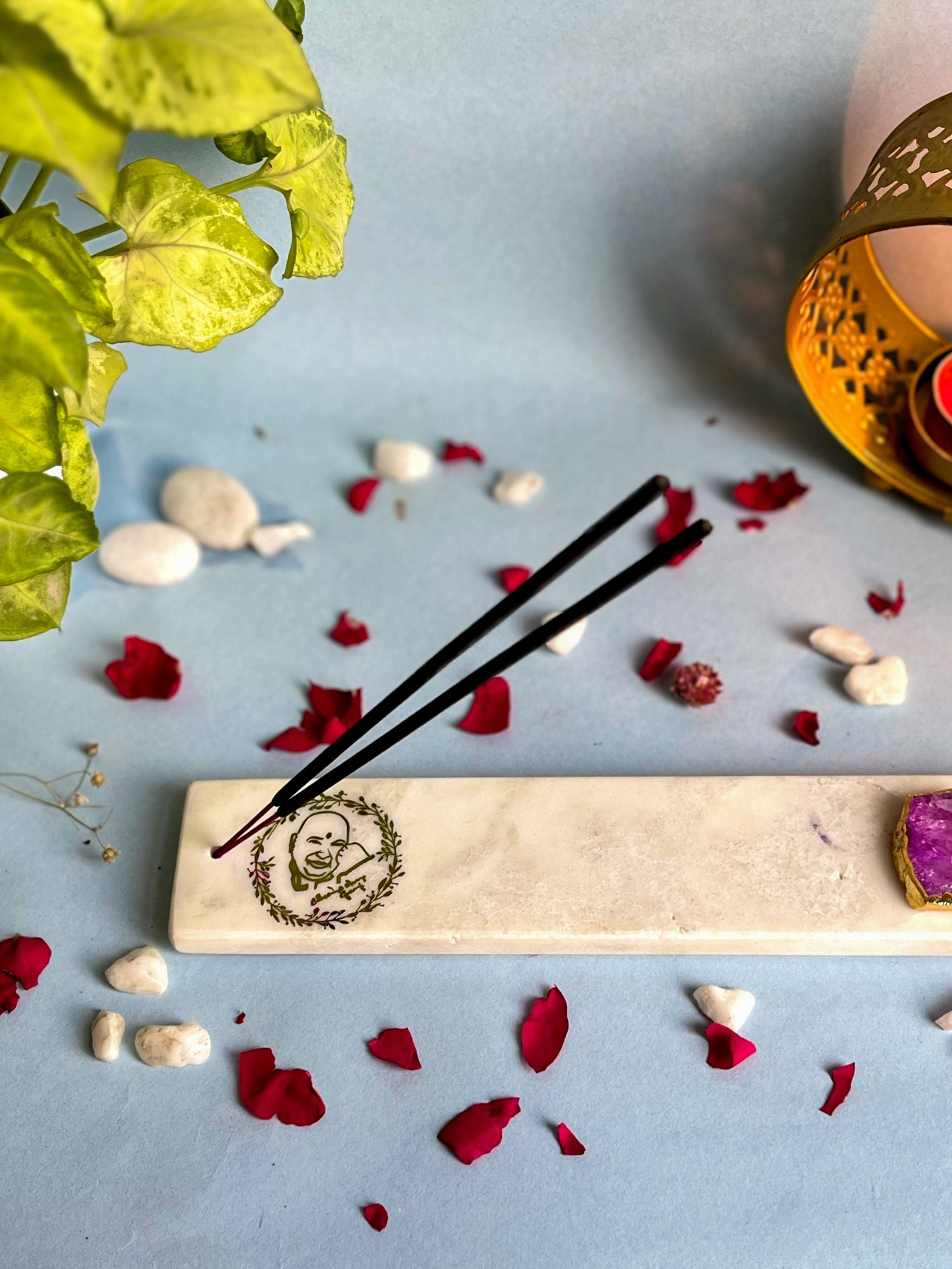 Guru Ji Agarbatti Stand - Handmade Marble & Agate