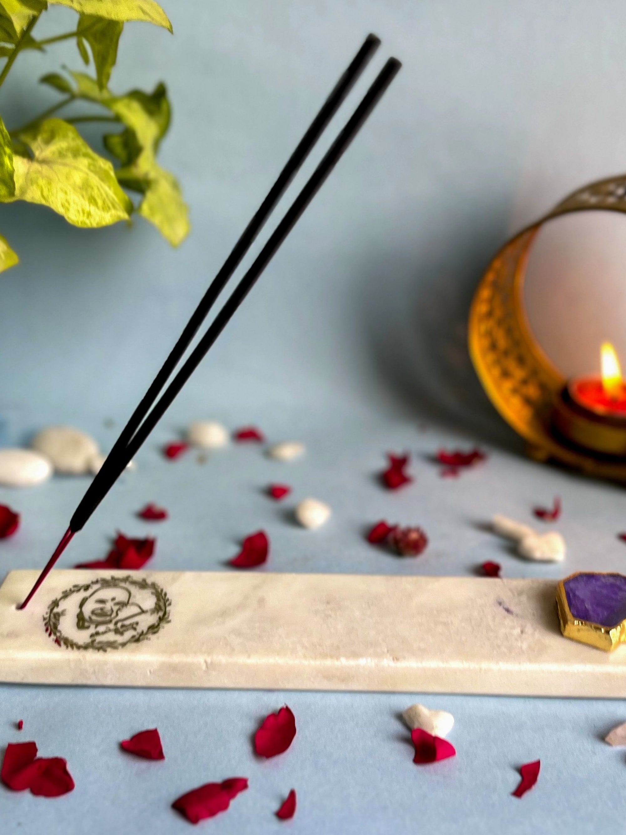 Guru Ji Agarbatti Stand - Handmade Marble & Agate