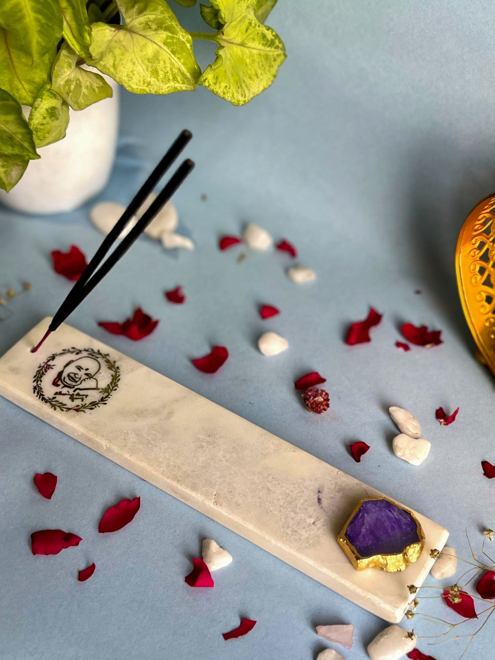Guru Ji Agarbatti Stand - Handmade Marble & Agate