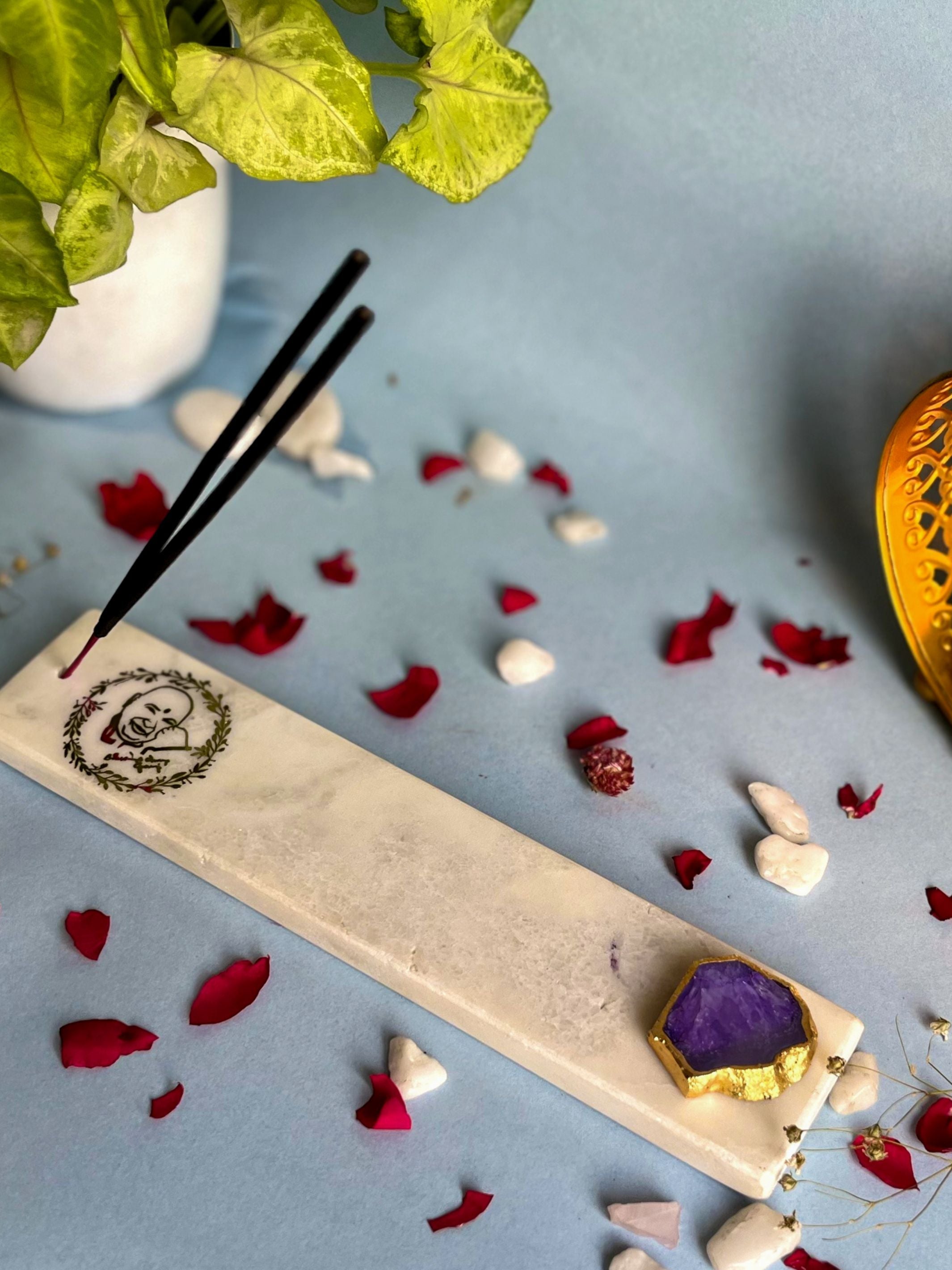 Guru Ji Agarbatti Stand - Handmade Marble & Agate