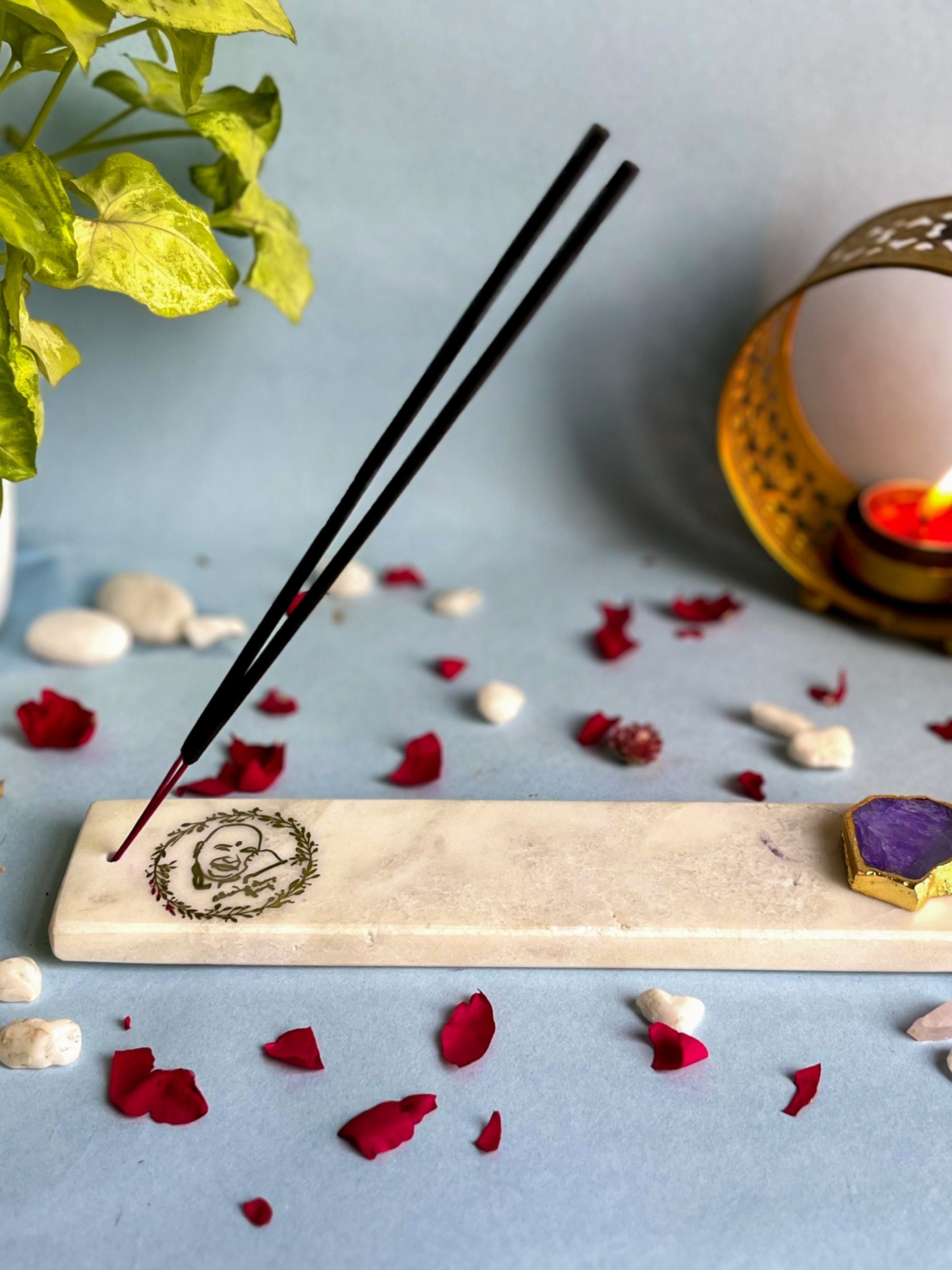 Guru Ji Agarbatti Stand - Handmade Marble & Agate
