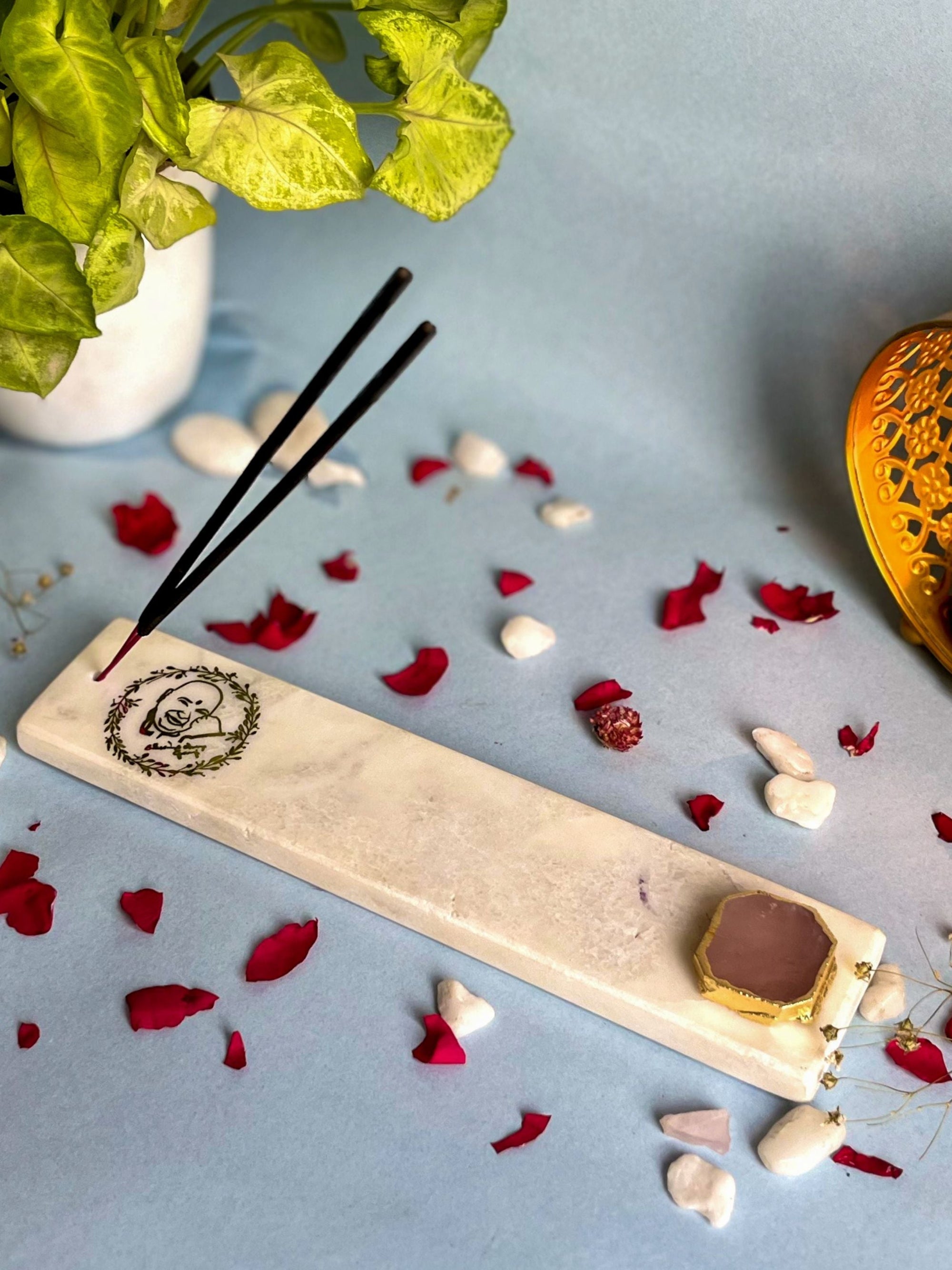 Guru Ji Agarbatti Stand - Handmade Marble & Agate