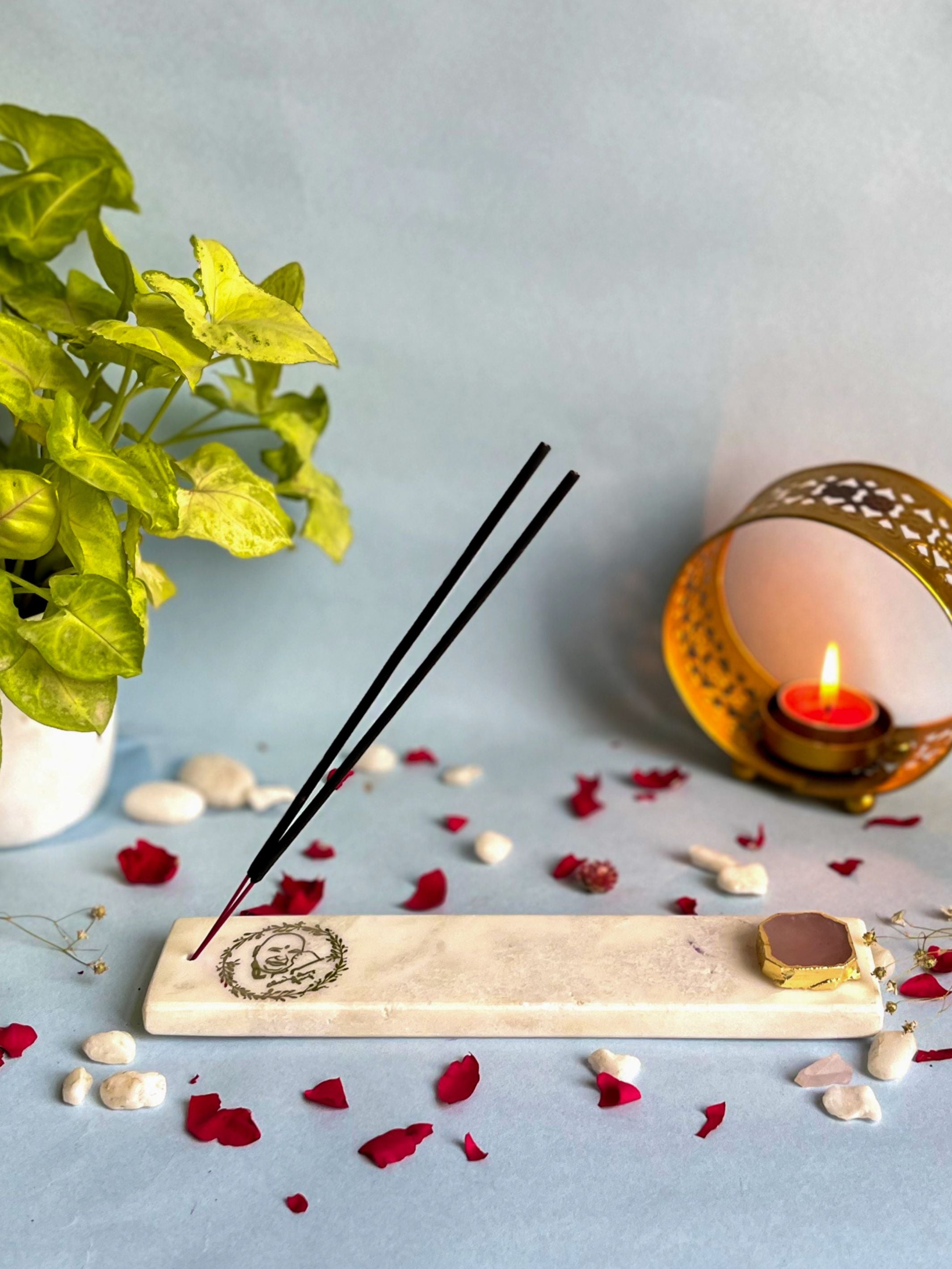 Guru Ji Agarbatti Stand - Handmade Marble & Agate