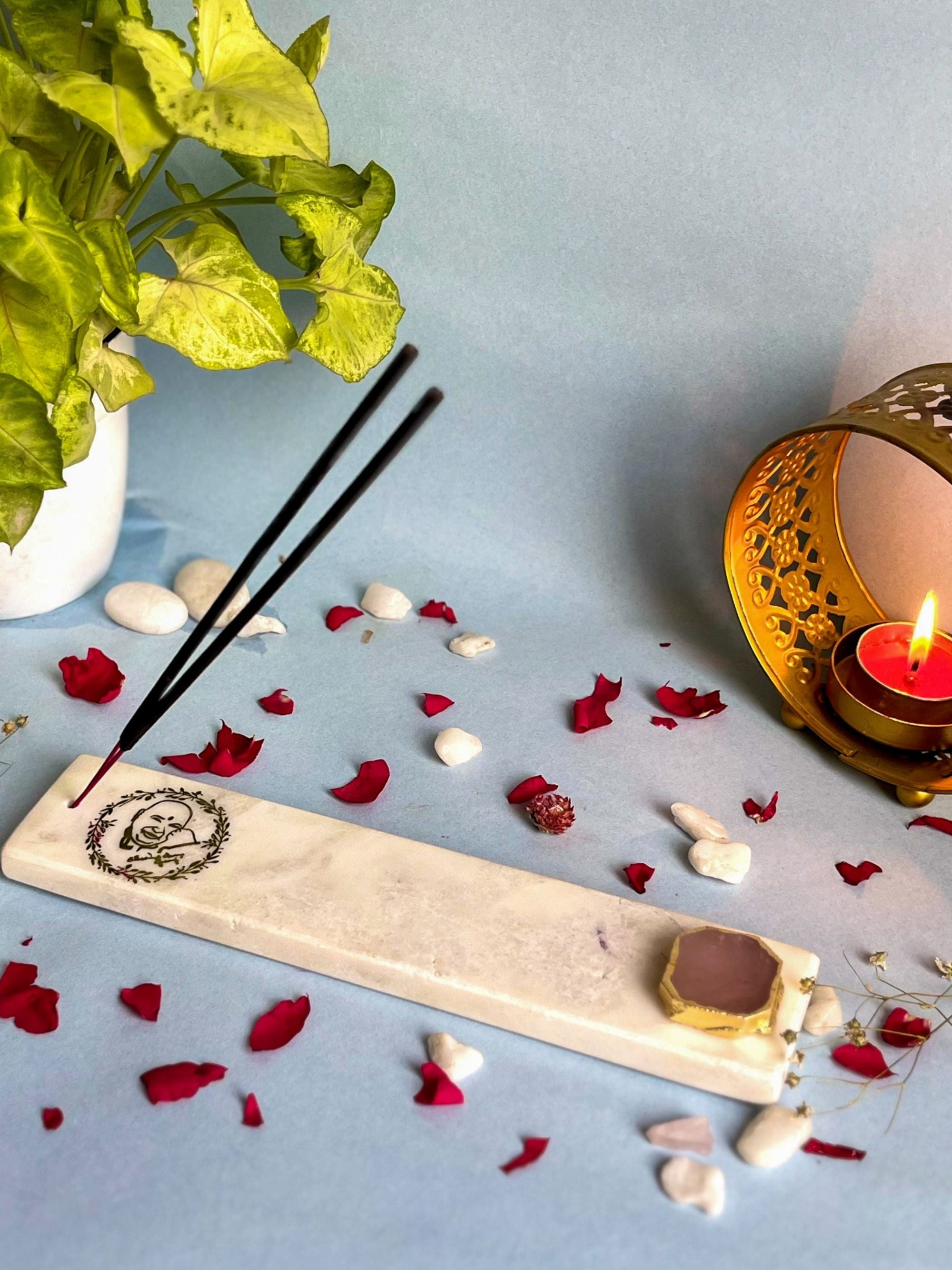 Guru Ji Agarbatti Stand - Handmade Marble & Agate