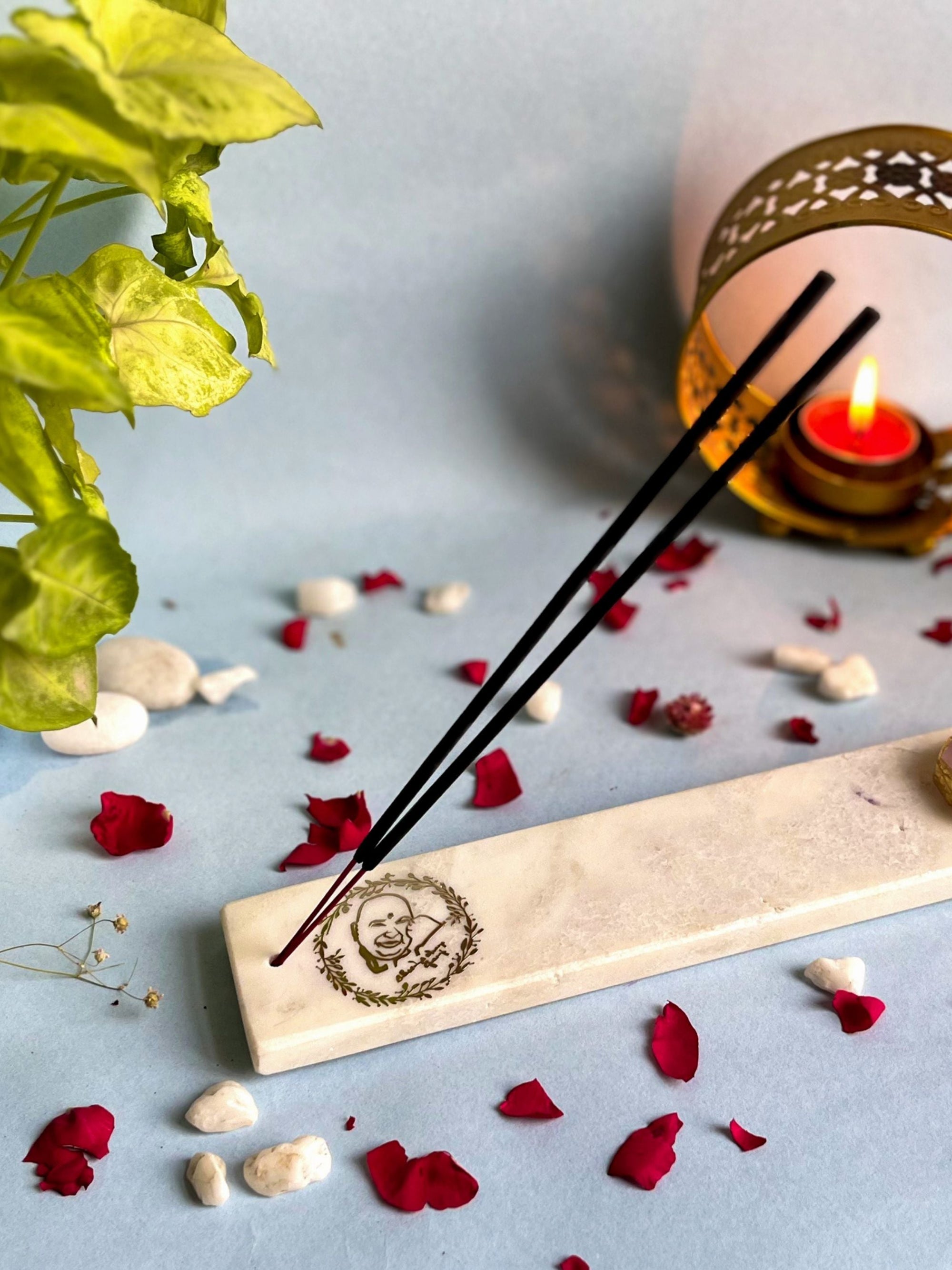 Guru Ji Agarbatti Stand - Handmade Marble & Agate