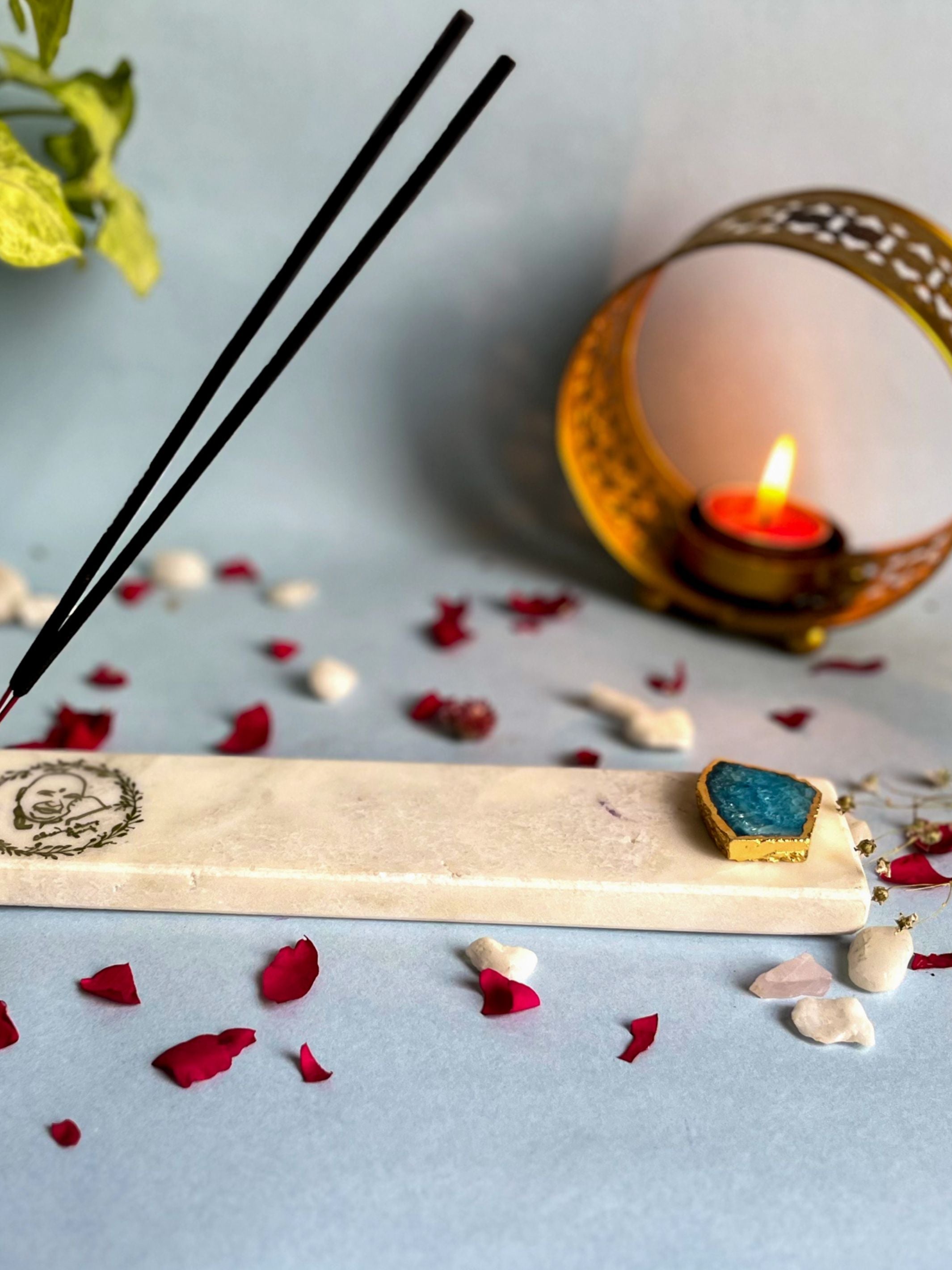 Guru Ji Agarbatti Stand - Handmade Marble & Agate
