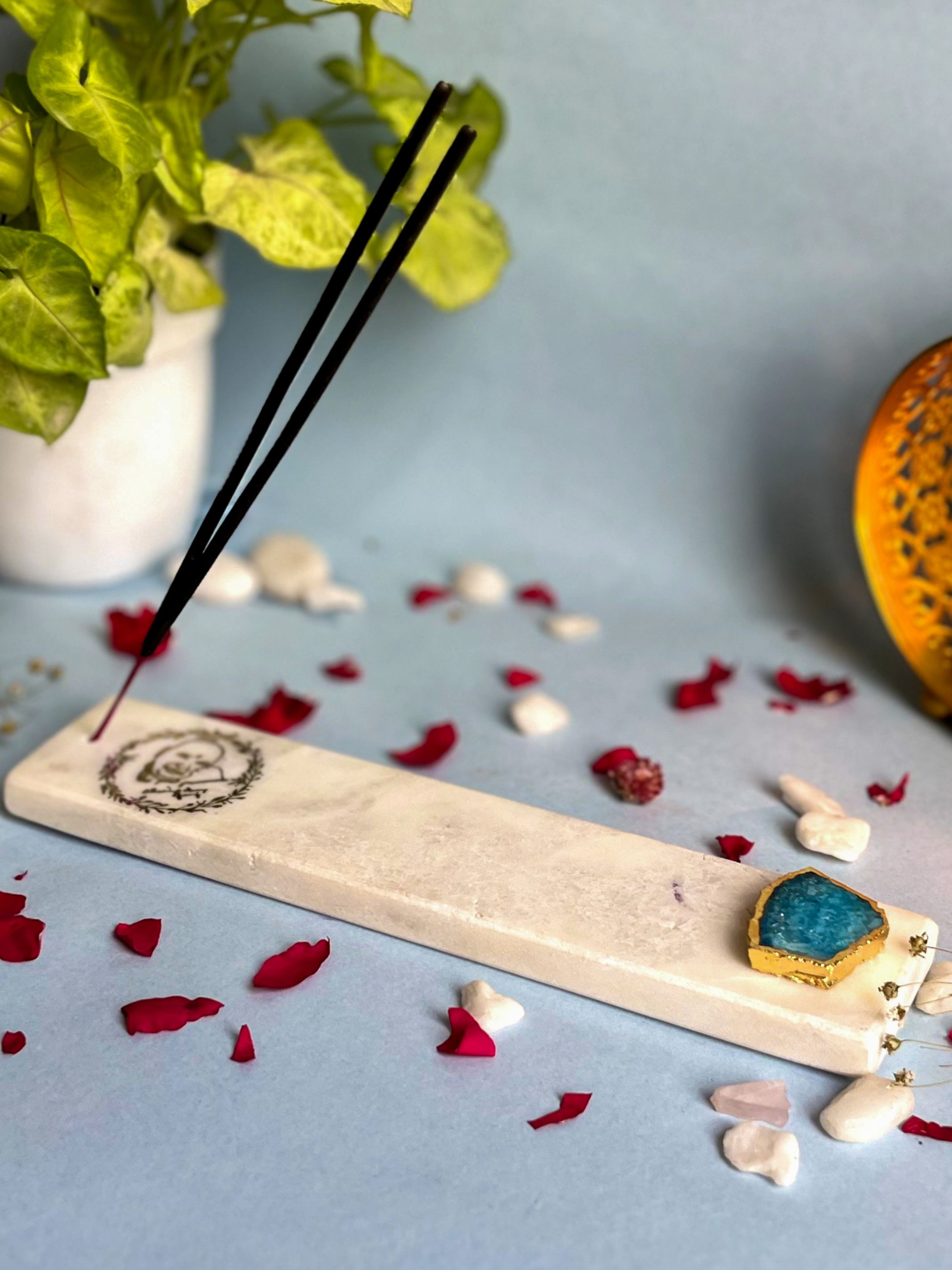 Guru Ji Agarbatti Stand - Handmade Marble & Agate