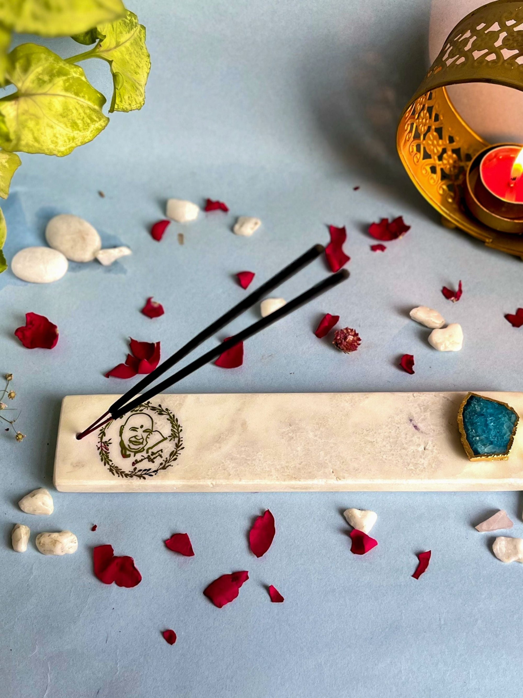 Guru Ji Agarbatti Stand - Handmade Marble & Agate