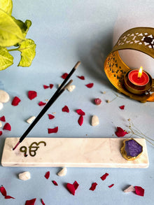 Ik Onkar Agarbatti Stand - Handmade Marble & Agate