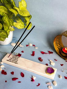 Namokar Mantra Agarbatti Stand - Handmade Marble & Agate