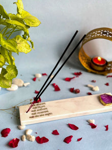 Namokar Mantra Agarbatti Stand - Handmade Marble & Agate