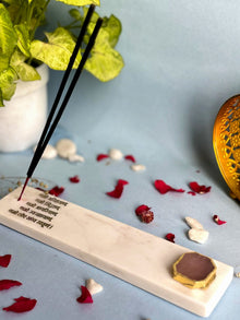 Namokar Mantra Agarbatti Stand - Handmade Marble & Agate