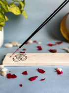 OM Agarbatti Stand - Handmade Marble & Agate