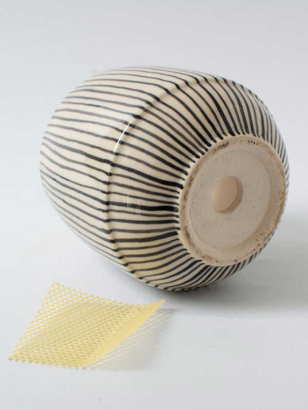 Handpainted Striped Ceramic Black Succulent Planter