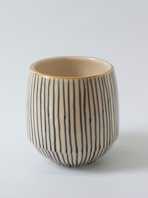 Handpainted Striped Ceramic Black Succulent Planter