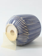 Handpainted Striped Ceramic Blue Succulent Planter