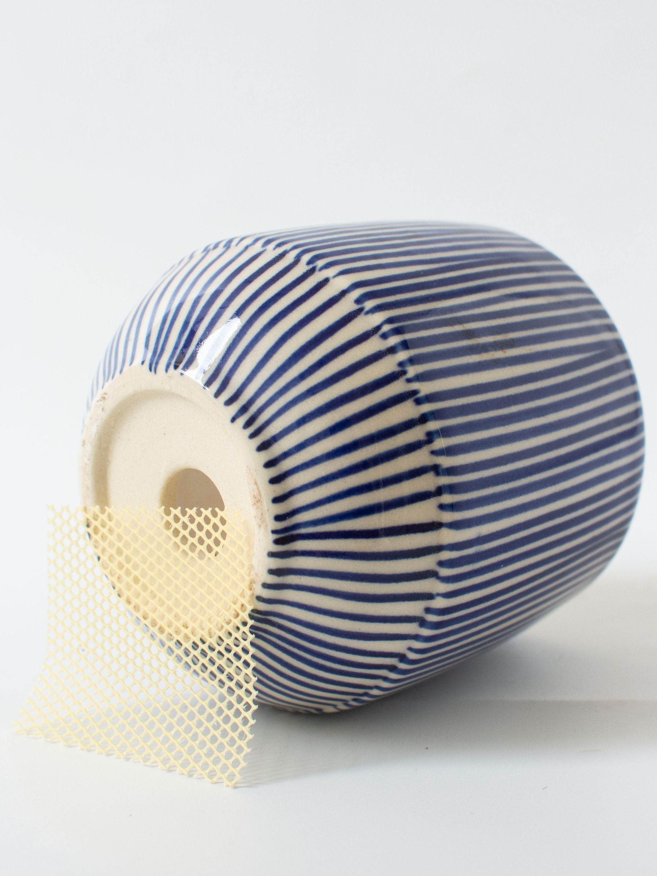 Handpainted Striped Ceramic Blue Succulent Planter