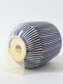 Handpainted Striped Ceramic Blue Succulent Planter